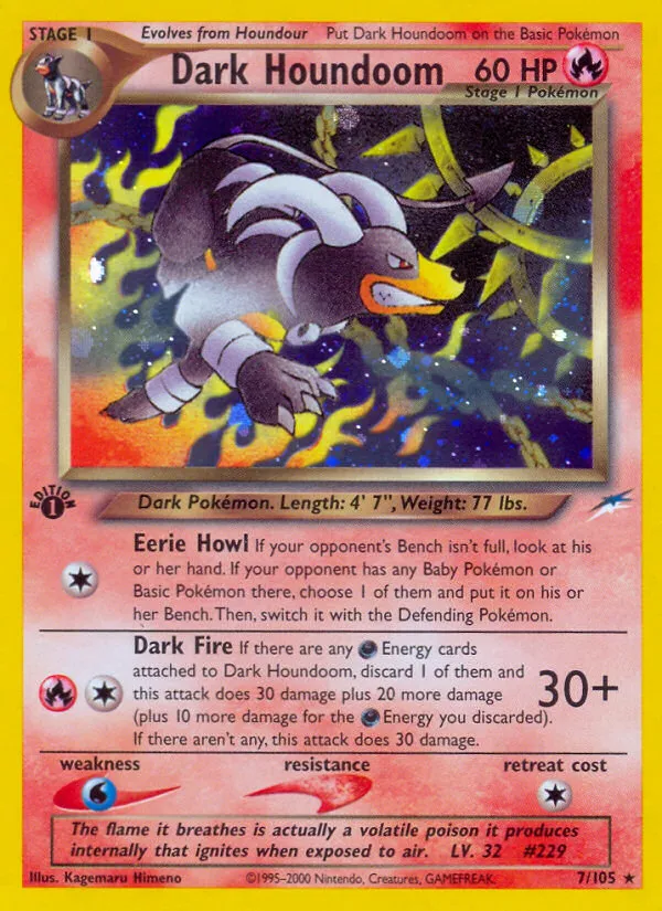 2002 Neo Destiny Dark Houndoom #007/105 Rare Holo card image