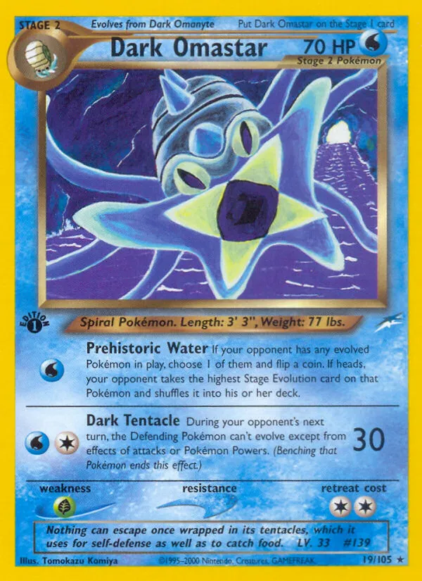 2002 Neo Destiny Dark Omastar #019/105 Rare card image