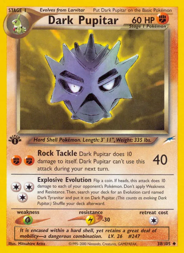 2002 Neo Destiny Dark Pupitar #038/105 Uncommon card image