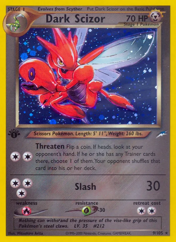 2002 Neo Destiny Dark Scizor #009/105 Rare Holo card image