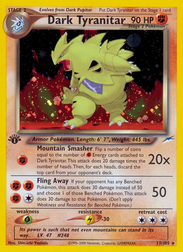 2002 Neo Destiny Dark Tyranitar #011/105 Rare Holo card image