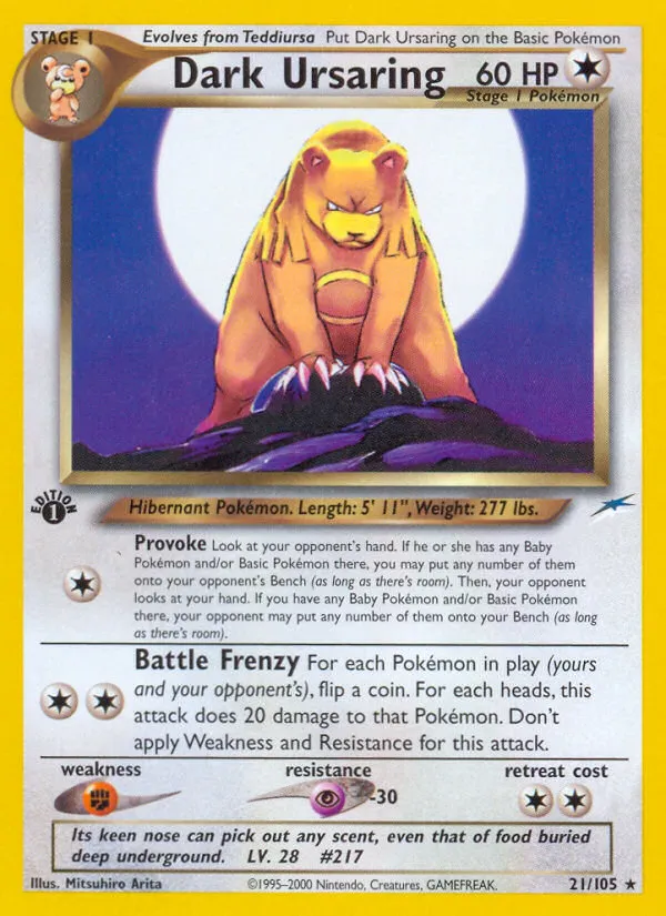 2002 Neo Destiny Dark Ursaring #021/105 Rare card image