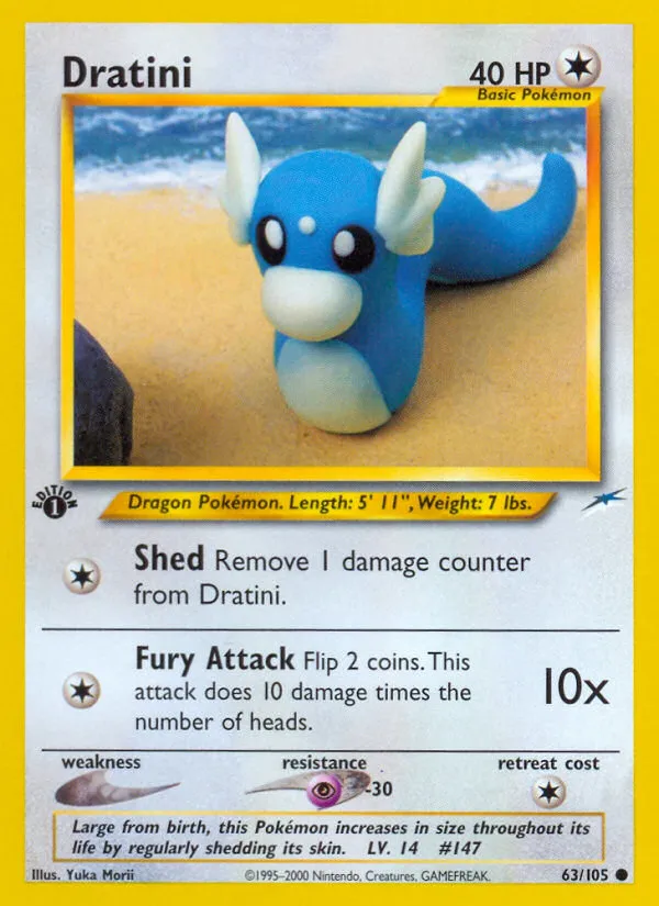2002 Neo Destiny Dratini Common #063/105 Common card image