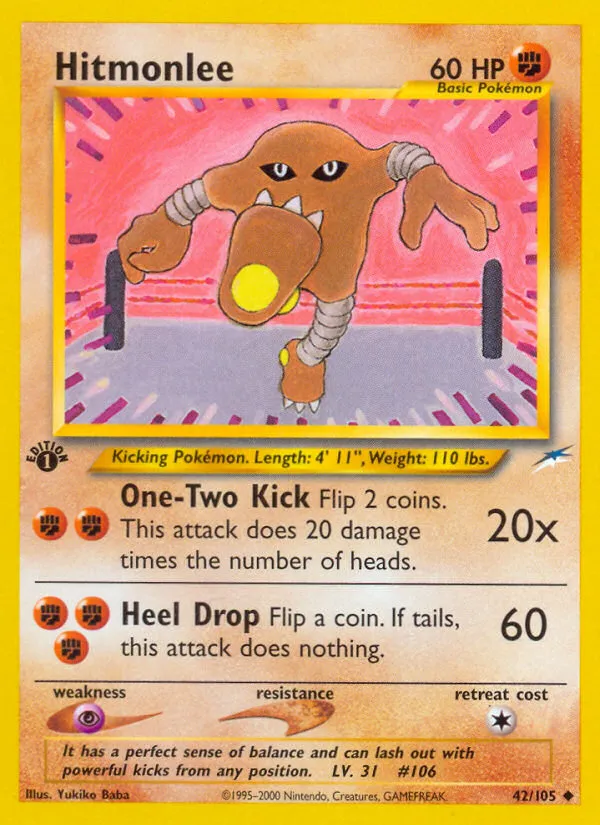 2002 Neo Destiny Hitmonlee Uncommon #042/105 Uncommon card image