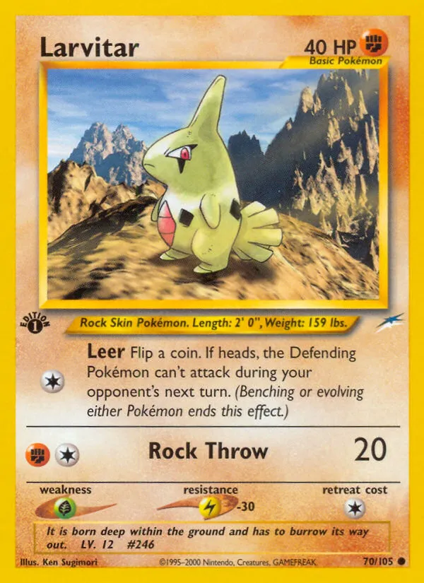 2002 Neo Destiny Larvitar Common #070/105 Common card image