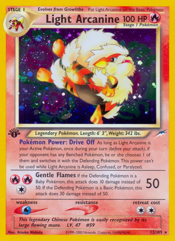2002 Neo Destiny Light Arcanine #012/105 Rare Holo card image
