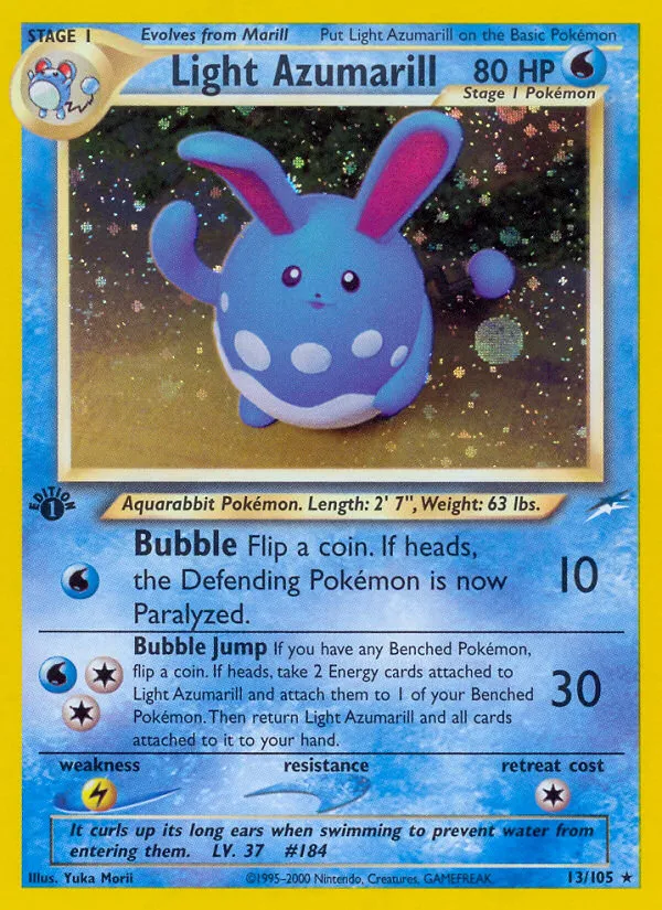 2002 Neo Destiny Light Azumarill #013/105 Rare Holo card image