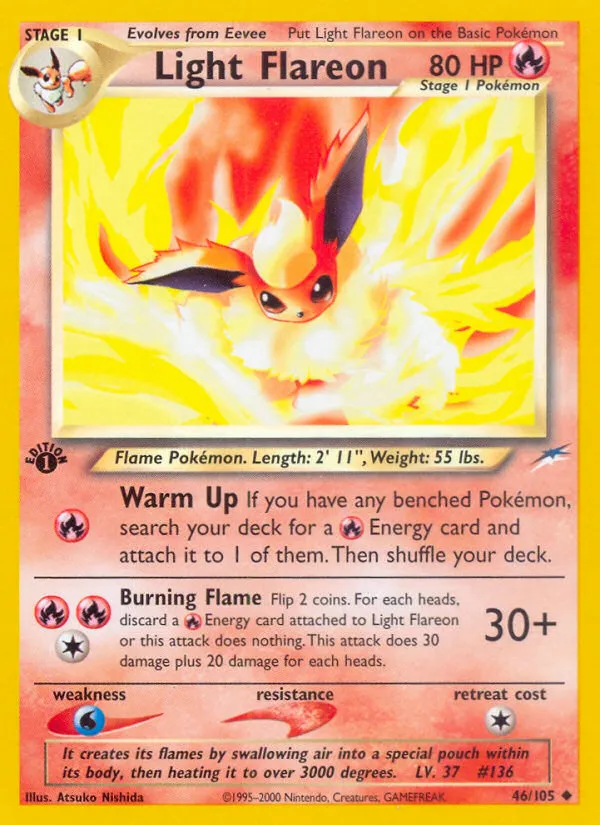 2002 Neo Destiny Light Flareon #046/105 Uncommon card image