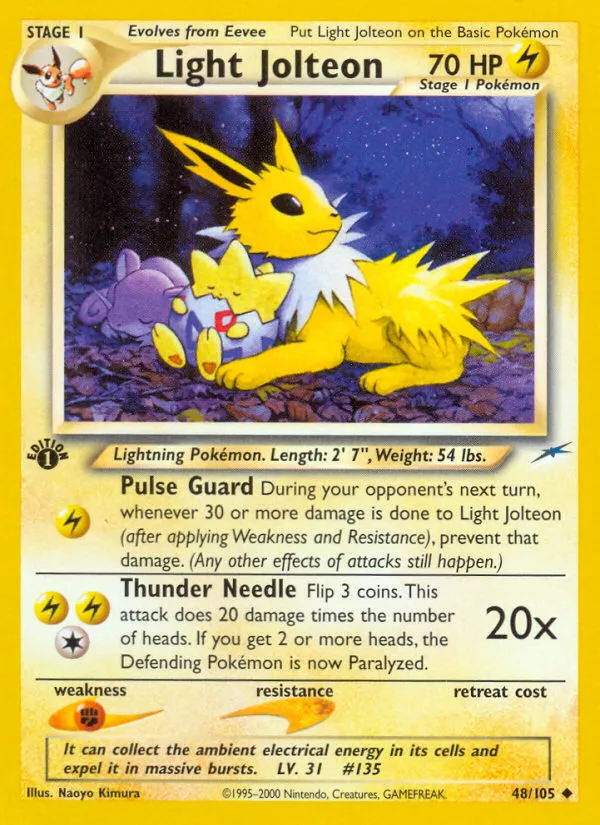 2002 Neo Destiny Light Jolteon Uncommon #048/105 Uncommon card image