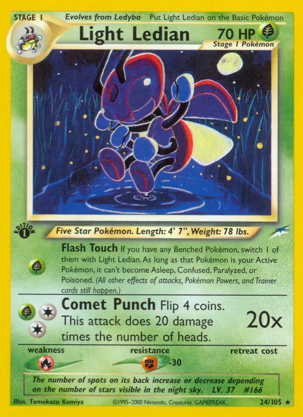 2002 Neo Destiny Light Ledian #024/105 Rare card image