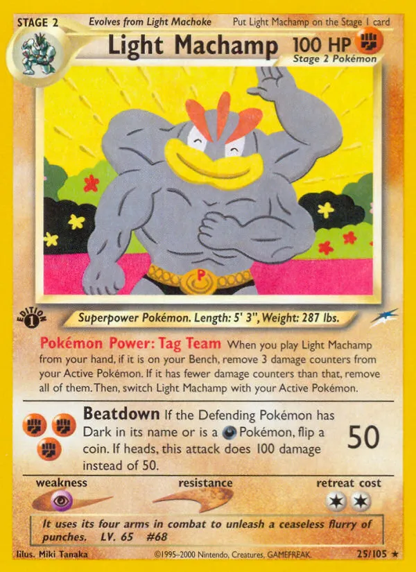2002 Neo Destiny Light Machamp #025/105 Rare card image