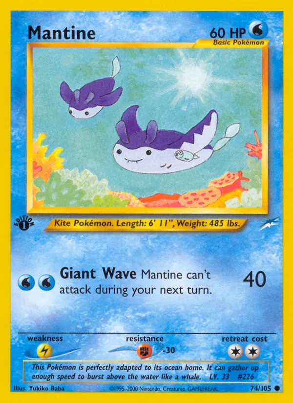 2002 Neo Destiny Mantine #074/105 Common card image