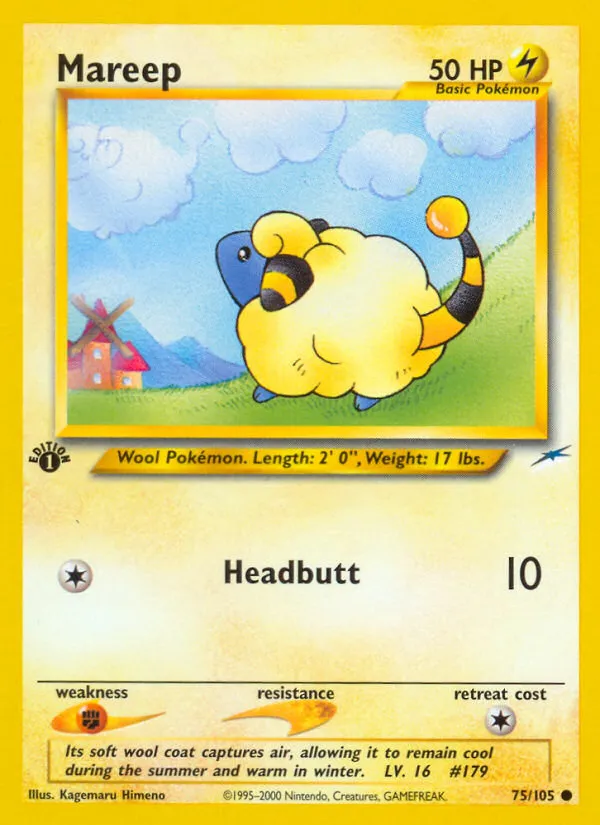 2002 Neo Destiny Mareep Common #075/105 Common card image