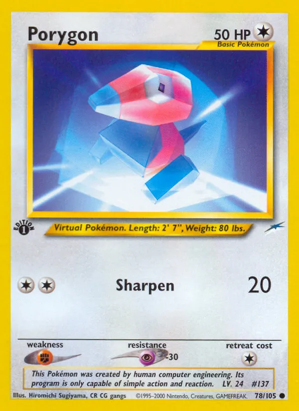 2002 Neo Destiny Porygon Common #078/105 Common card image