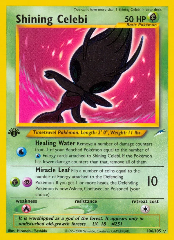 2002 Neo Destiny Shining Celebi #106/105 Rare Shining card image