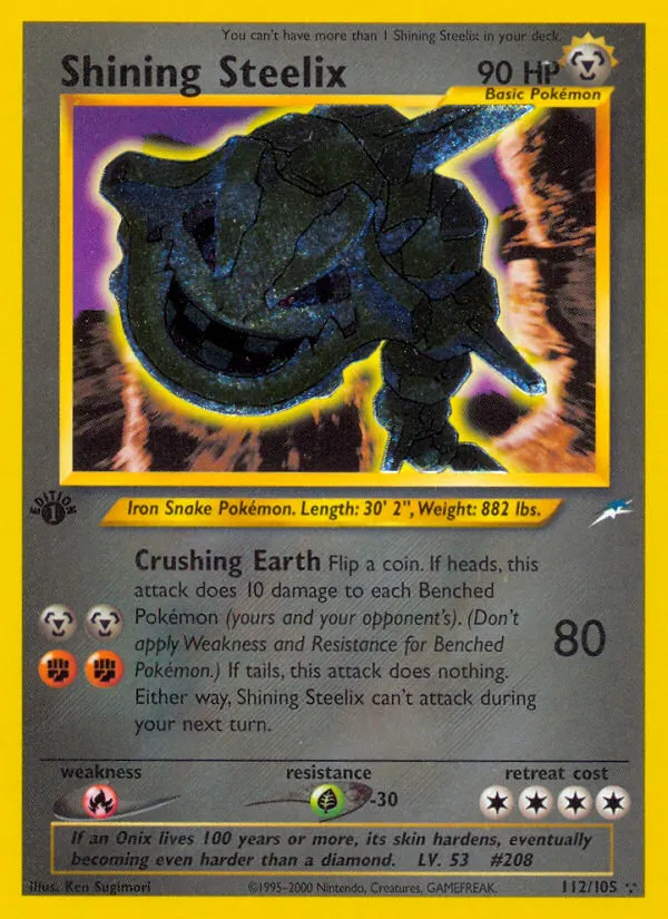 2002 Neo Destiny Shining Steelix #112/105 Rare Shining card image