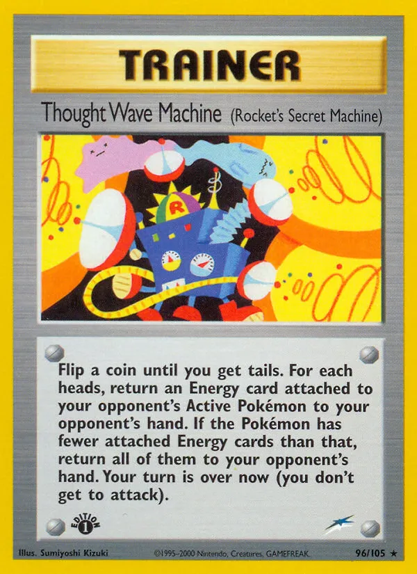 2002 Neo Destiny Thought Wave Machine Rare #096/105 Rare card image