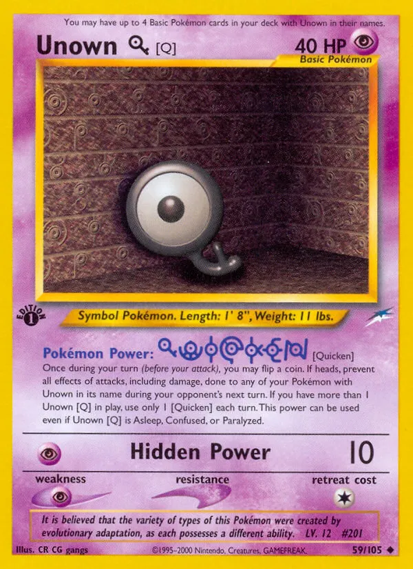 2002 Neo Destiny Unown [Q] #059/105 Uncommon card image