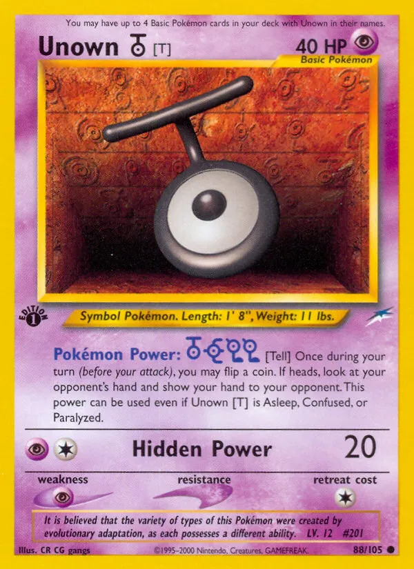 2002 Neo Destiny Unown [T] #088/105 Common card image