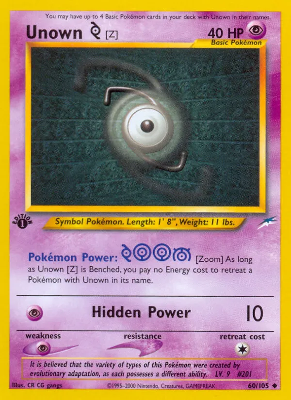 2002 Neo Destiny Unown [Z] #060/105 Uncommon card image