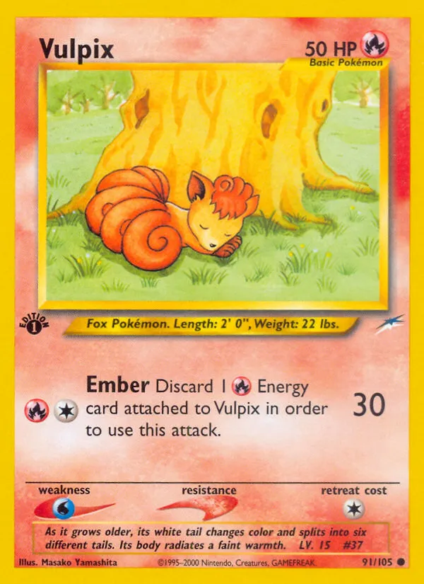 2002 Neo Destiny Vulpix Common #091/105 Common card image