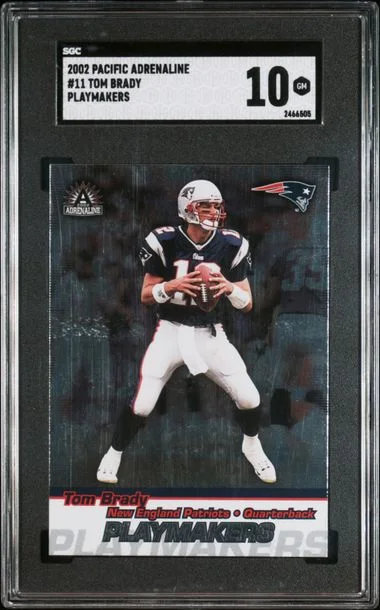 2002 Pacific Adrenaline Playmarkers Tom Brady #11 card image