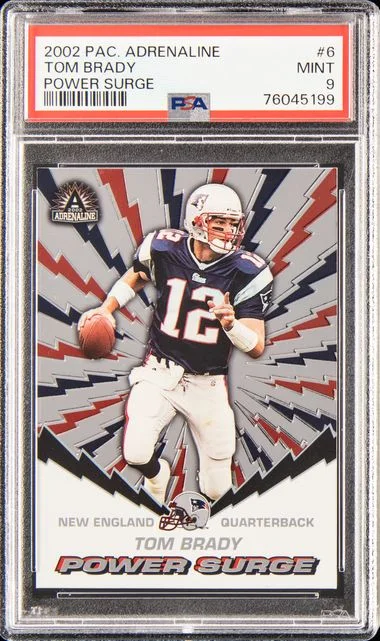 2002 Pacific Adrenaline Power Surge Tom Brady #6 card image