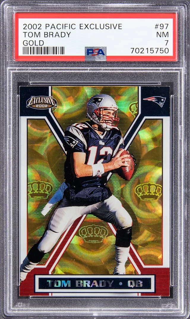 2002 Pacific Exclusive Gold Tom Brady #97 card image