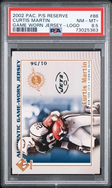 2002 Pacific Private Stock Reserve Game Worn Jersey Logo Curtis Martin #86 card image