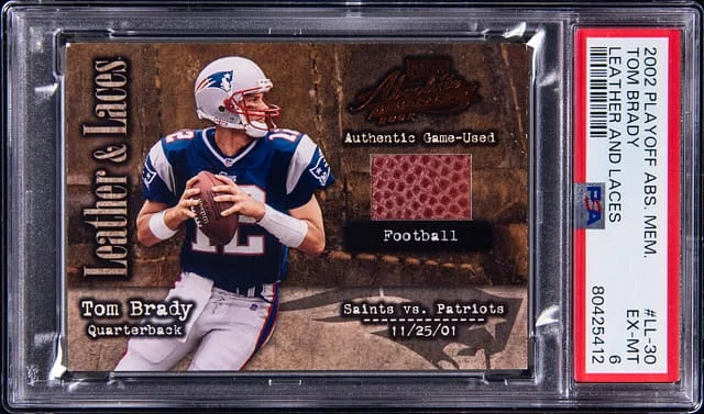2002 Playoff Absolute Memorabilia Tom Brady Leather and Laces #LL-30 card image