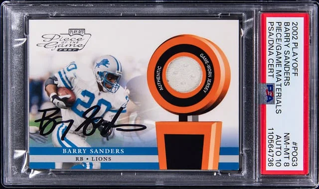 2002 Playoff Barry Sanders Piece of the Game Materials #POG-3 card image