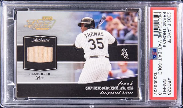 2002 Playoff Frank Thomas Piece of the Game Material Bat Gold #POG-23 card image