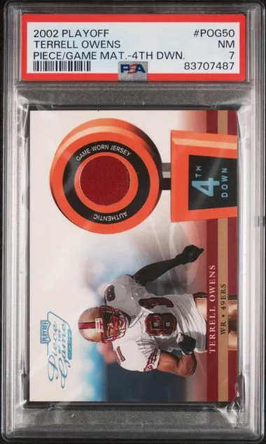2002 Playoff Terrell Owens Piece Of The Game Materials 4th Down #POG50 card image
