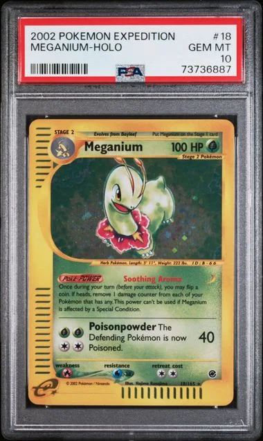 2002 Pokemon Expedition Holofoil Meganium #18 card image