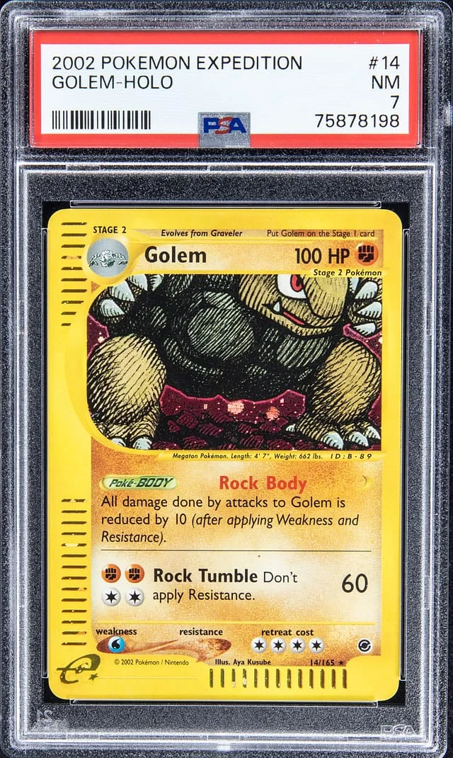 2002 Pokemon Expedition Rare Holofoil Golem #14 card image
