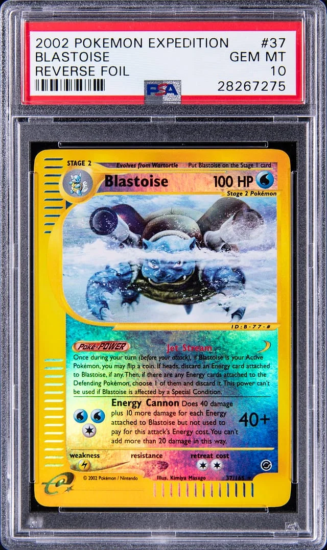 2002 Pokemon Expedition Rare Rever Holofoil Blastoise #37 card image