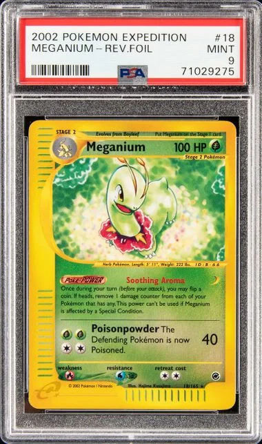 2002 Pokemon Expedition Rare Reverse Foil Meganium-Reverse #18 card image