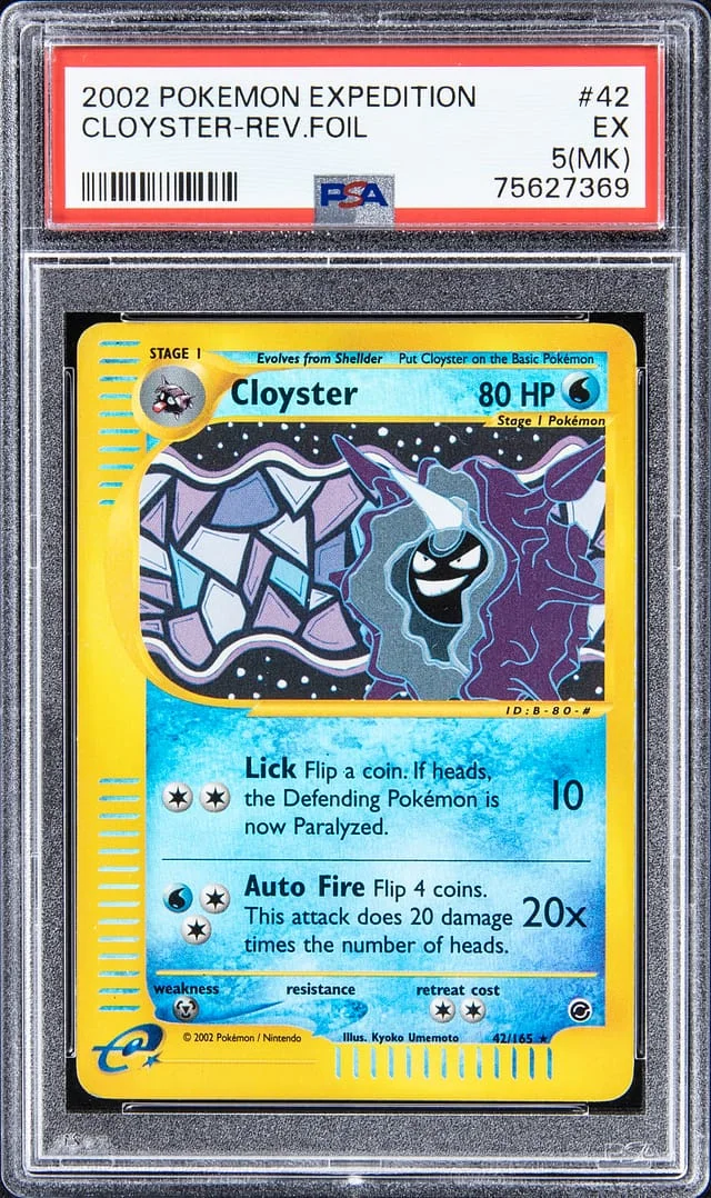 2002 Pokemon Expedition Reverse Foil Cloyster #42 card image