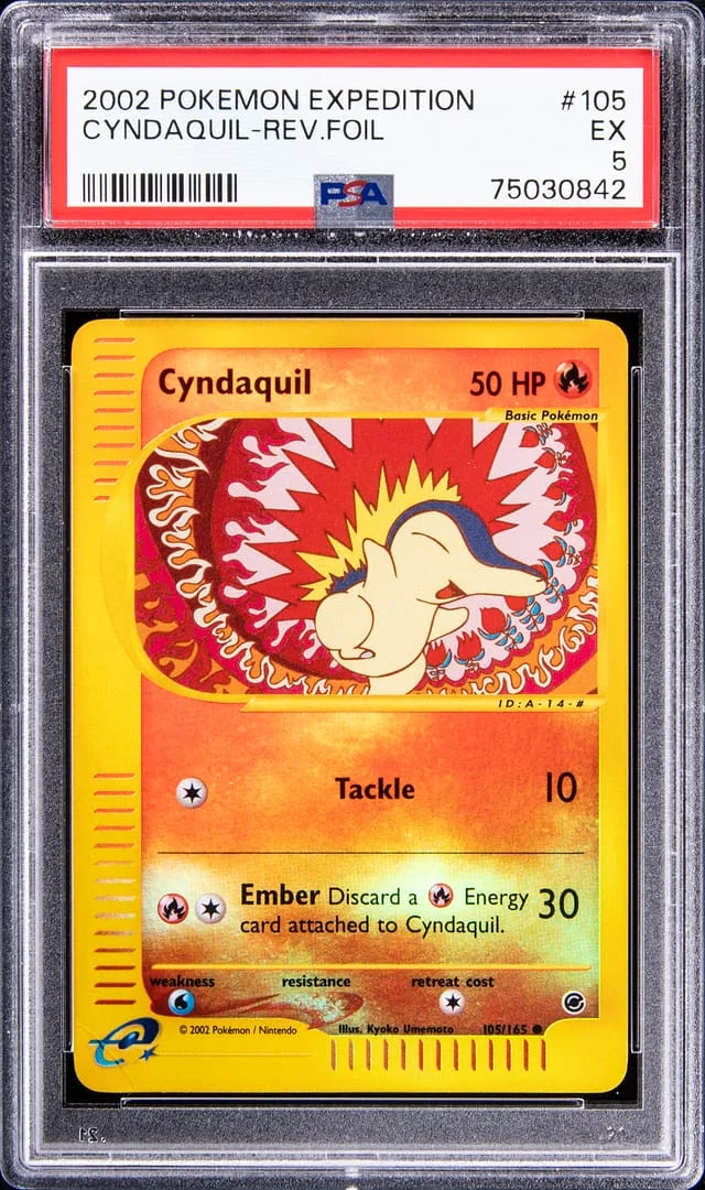 2002 Pokemon Expedition Reverse Foil Cyndaquil #105 card image