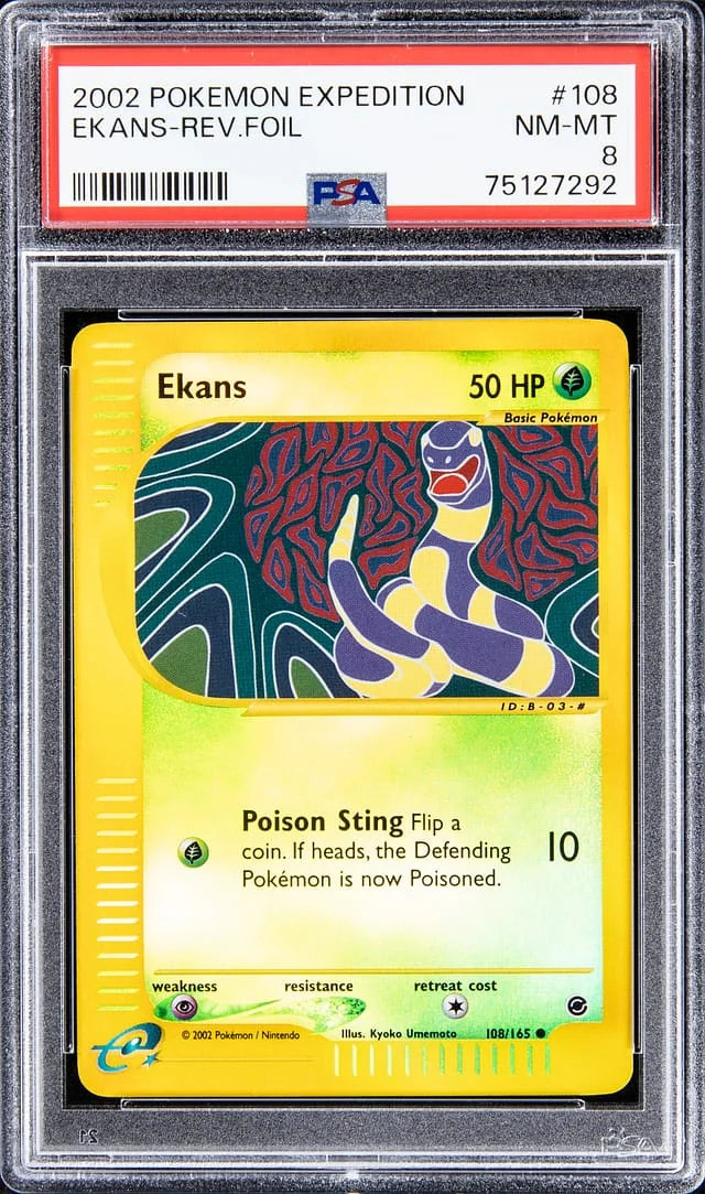 2002 Pokemon Expedition Reverse Foil Ekans #108 card image