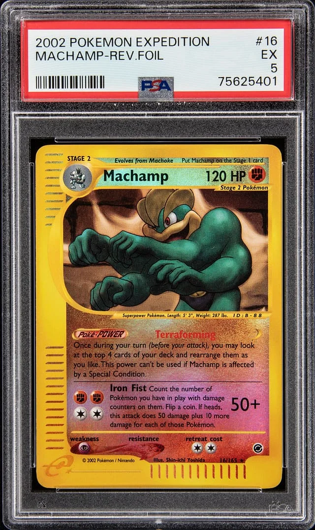 2002 Pokemon Expedition Reverse Foil Machamp #16 card image
