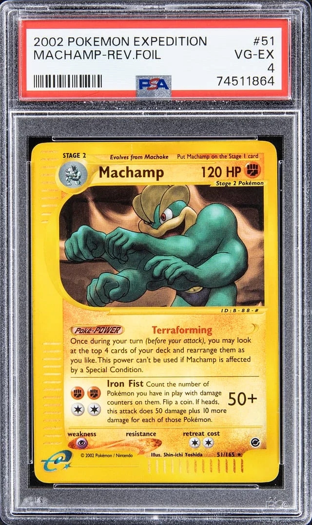 2002 Pokemon Expedition Reverse Foil Machamp #51 card image