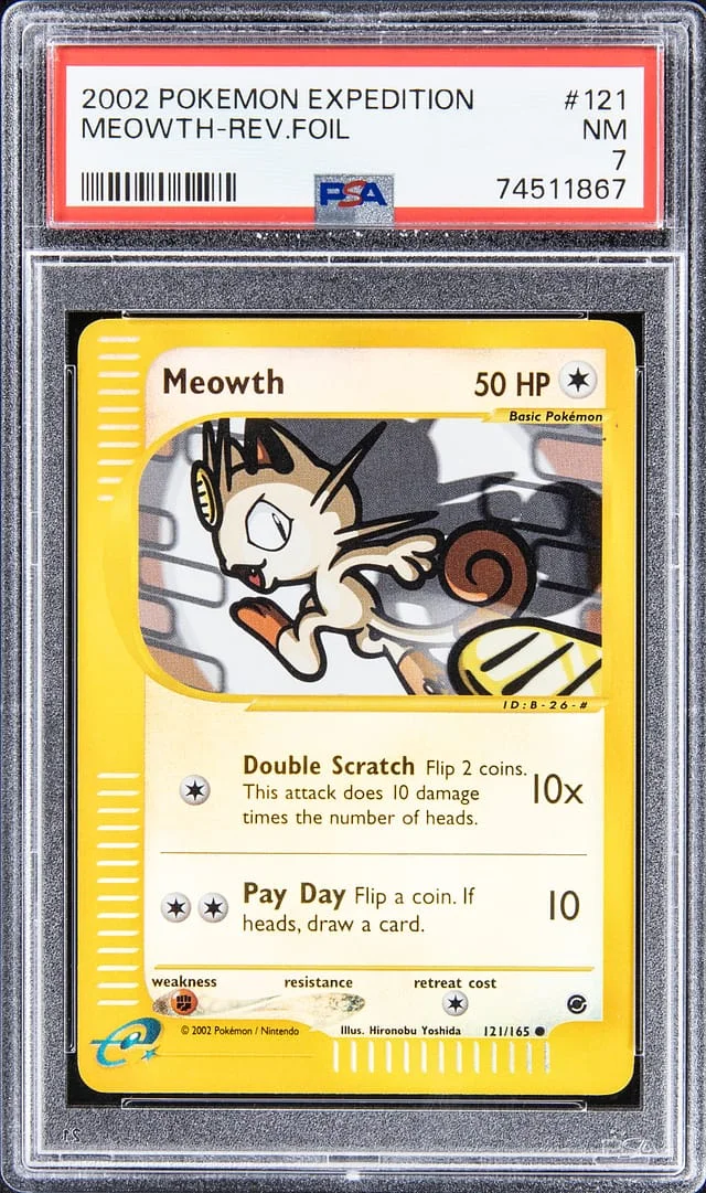 2002 Pokemon Expedition Reverse Foil Meowth #121 card image