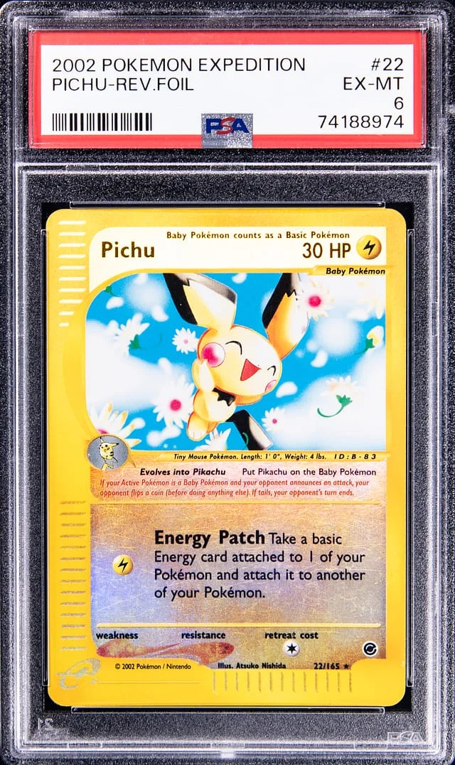 2002 Pokemon Expedition Reverse Foil Pichu #22 card image