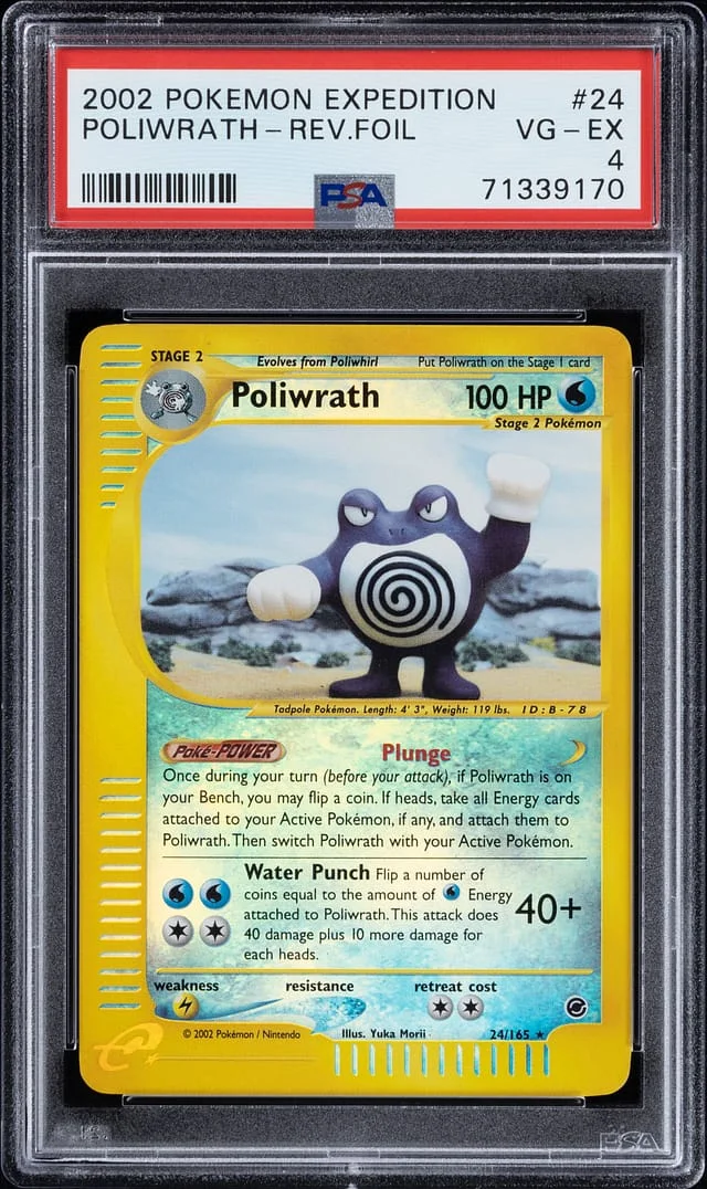 2002 Pokemon Expedition Reverse Foil Poliwrath #24 card image