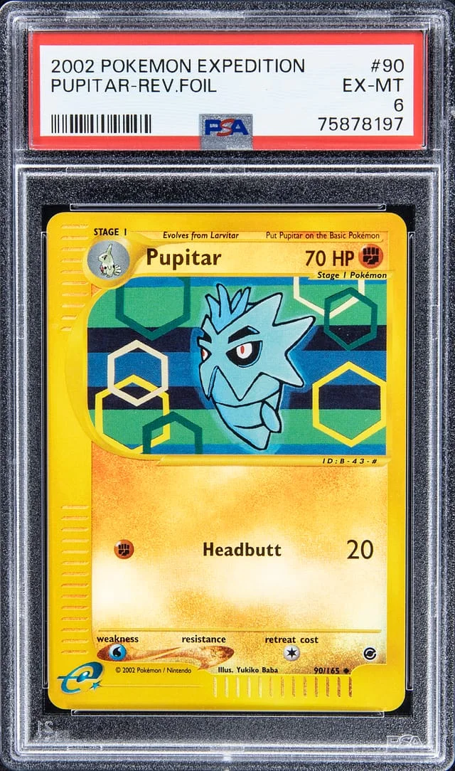 2002 Pokemon Expedition Reverse Foil Pupitar #90 card image