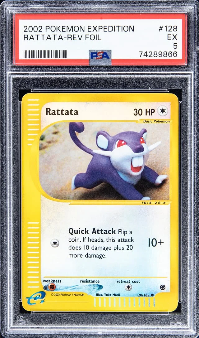2002 Pokemon Expedition Reverse Foil Rattata #128 card image