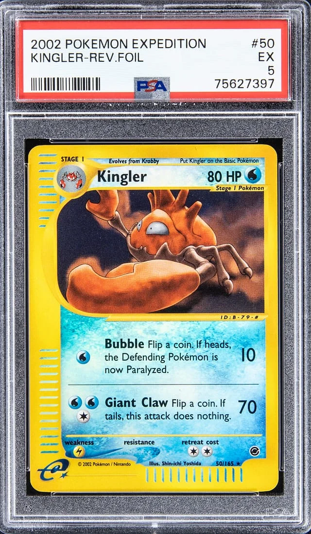2002 Pokemon Expedition Reverse Holofoil Kingler #50 card image