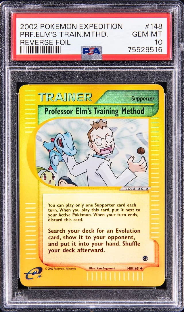 2002 Pokemon Expedition Reverse Holofoil Professor Elm's Training Method #148 card image