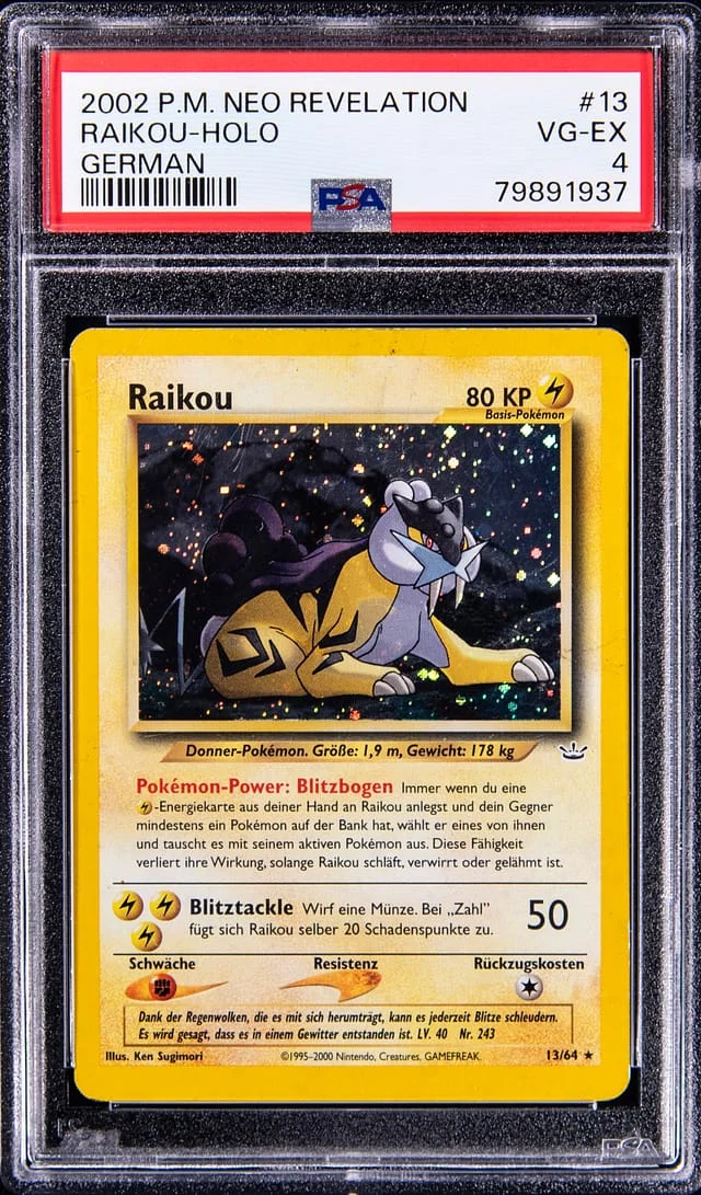 2002 Pokemon German Neo Revelation Raikou-Holo #13 card image